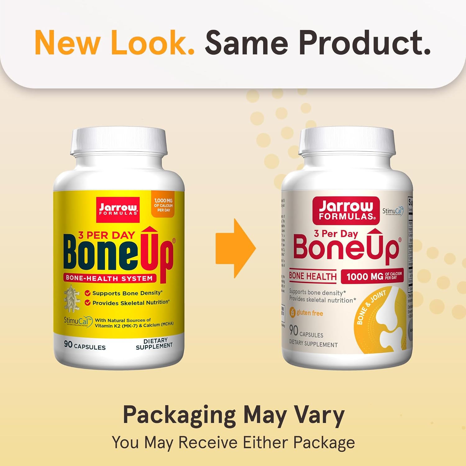 Jarrow Formulas BoneUp 3x Daily for Bone Density & Skeletal Nutrition with Vitamin D3, K2, & Calcium, 90 Capsules