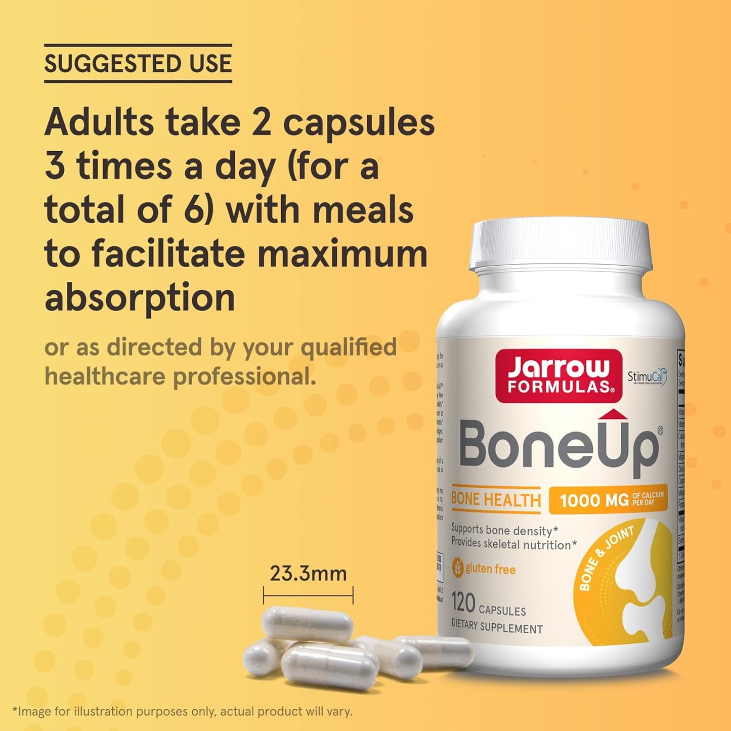 Jarrow Formulas BoneUp Supplement - 120 Capsules, 60 Servings - Bone & Skeletal Support with Vitamin D3, K2, Calcium - Gluten Free, Non-GMO