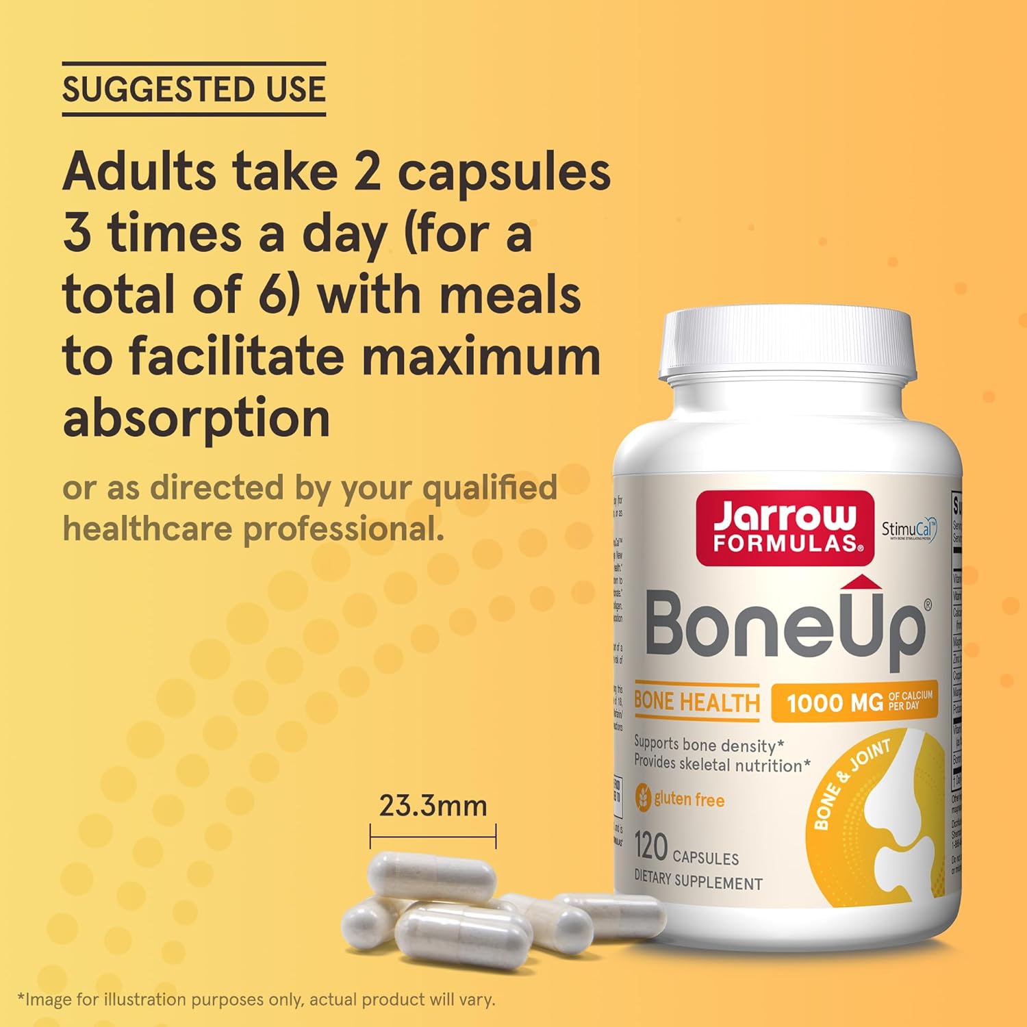 Jarrow Formulas BoneUp Supplement - 120 Capsules, 60 Servings - Bone & Skeletal Support with Vitamin D3, K2, Calcium - Gluten Free, Non-GMO