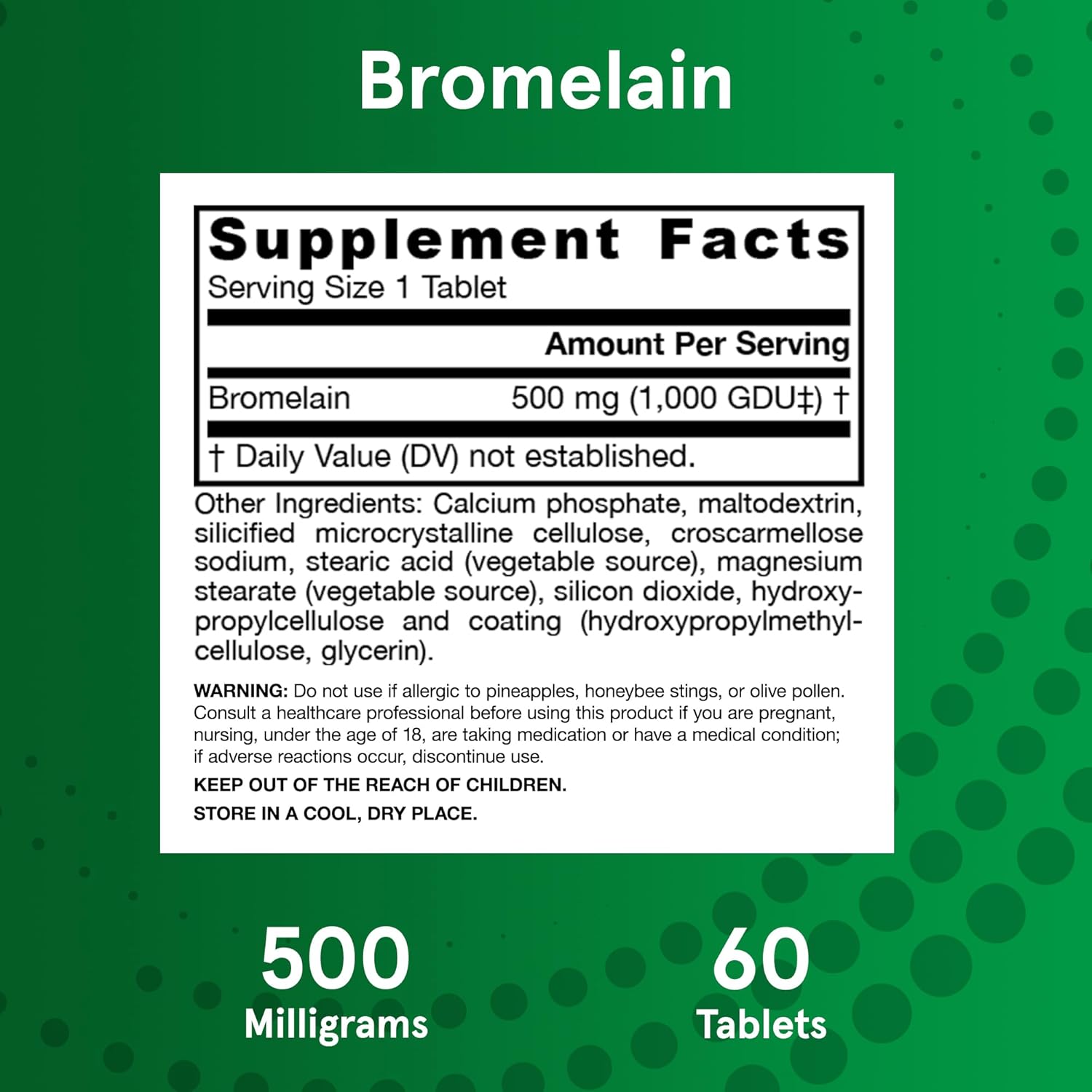 Jarrow Formulas Bromelain 500mg Tablets - Digestive Protein Supplement, 60ct x 12 Pack, 60 Day Supply