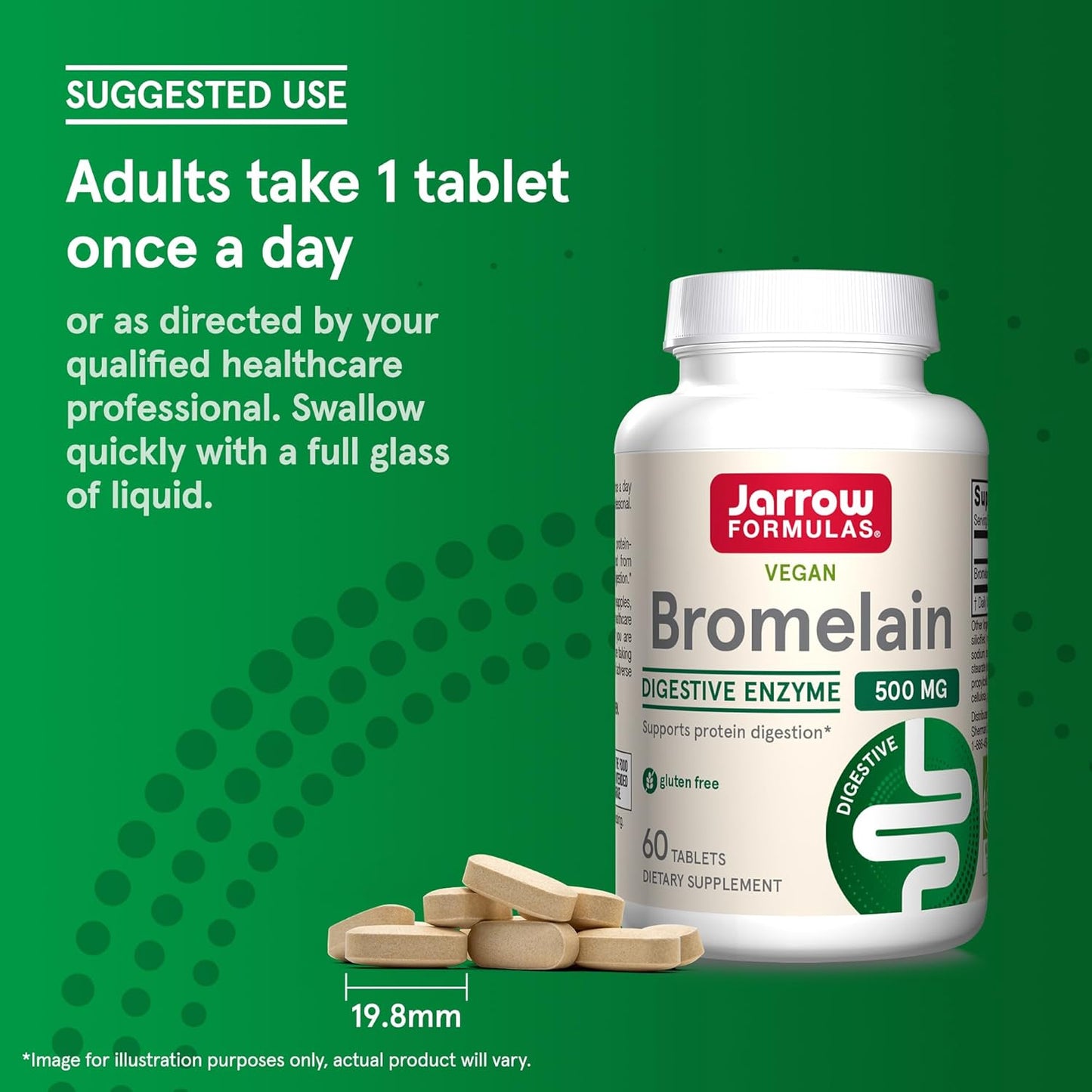 Jarrow Formulas Bromelain 500mg Tablets - Digestive Protein Supplement, 60ct x 12 Pack, 60 Day Supply