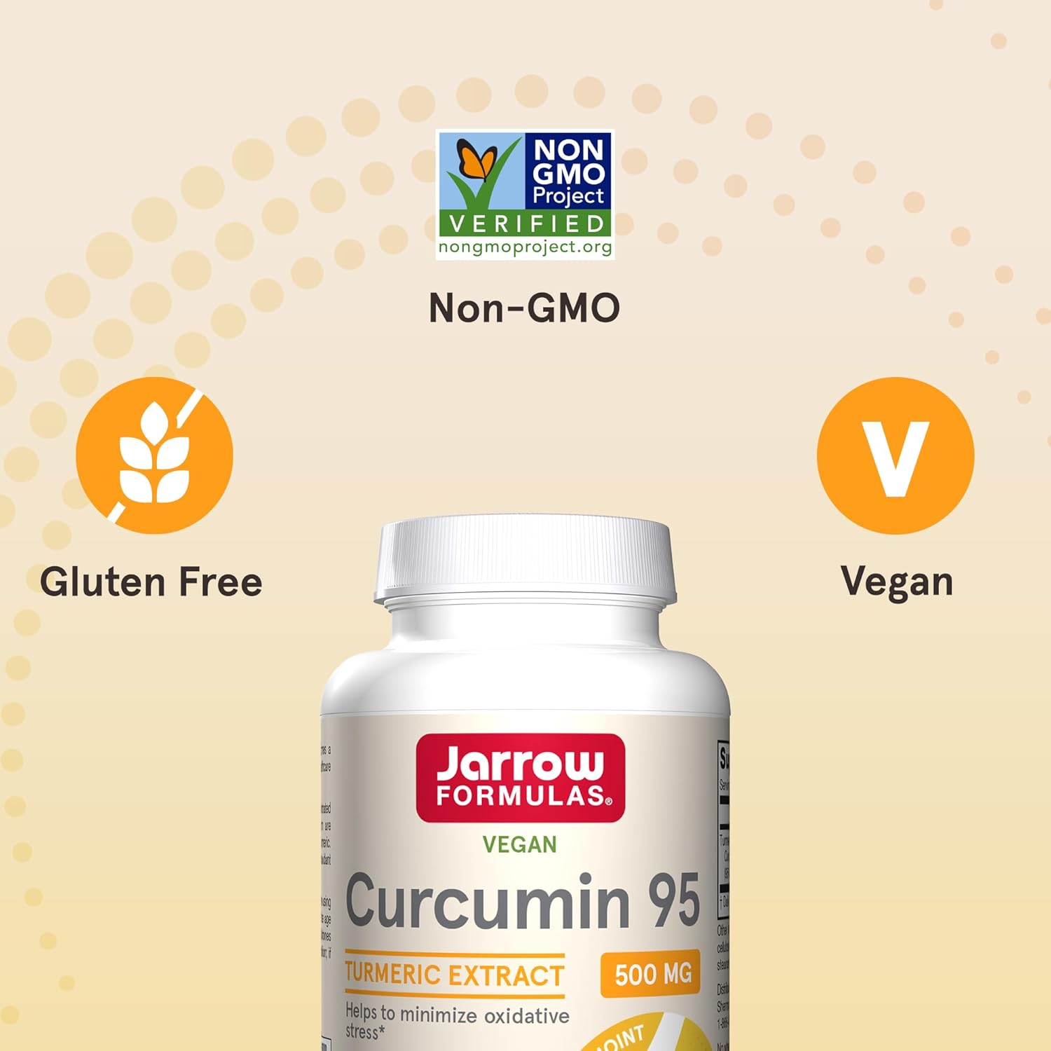 Jarrow Formulas Curcumin 95 500 mg Capsules - Turmeric Extract for Antioxidant & Joint Support - 120 Servings