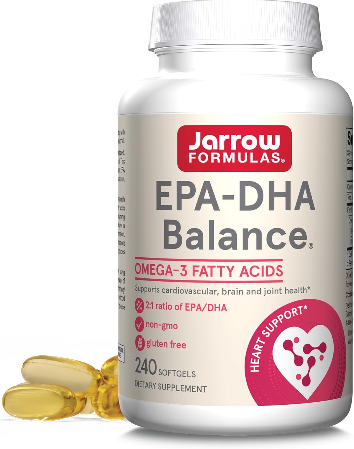 Jarrow Formulas EPA-DHA Balance 1,200 mg Omega-3 Softgels - Cardiovascular Support - 240 Count