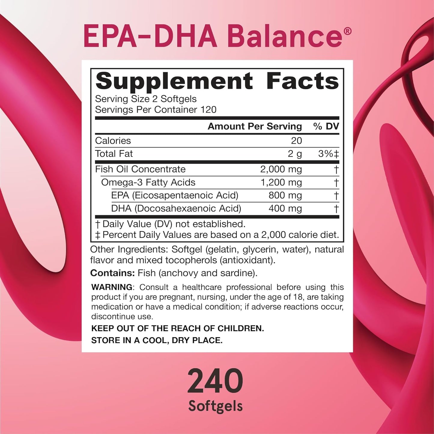 Jarrow Formulas EPA-DHA Balance 1,200 mg Omega-3 Softgels - Cardiovascular Support - 240 Count