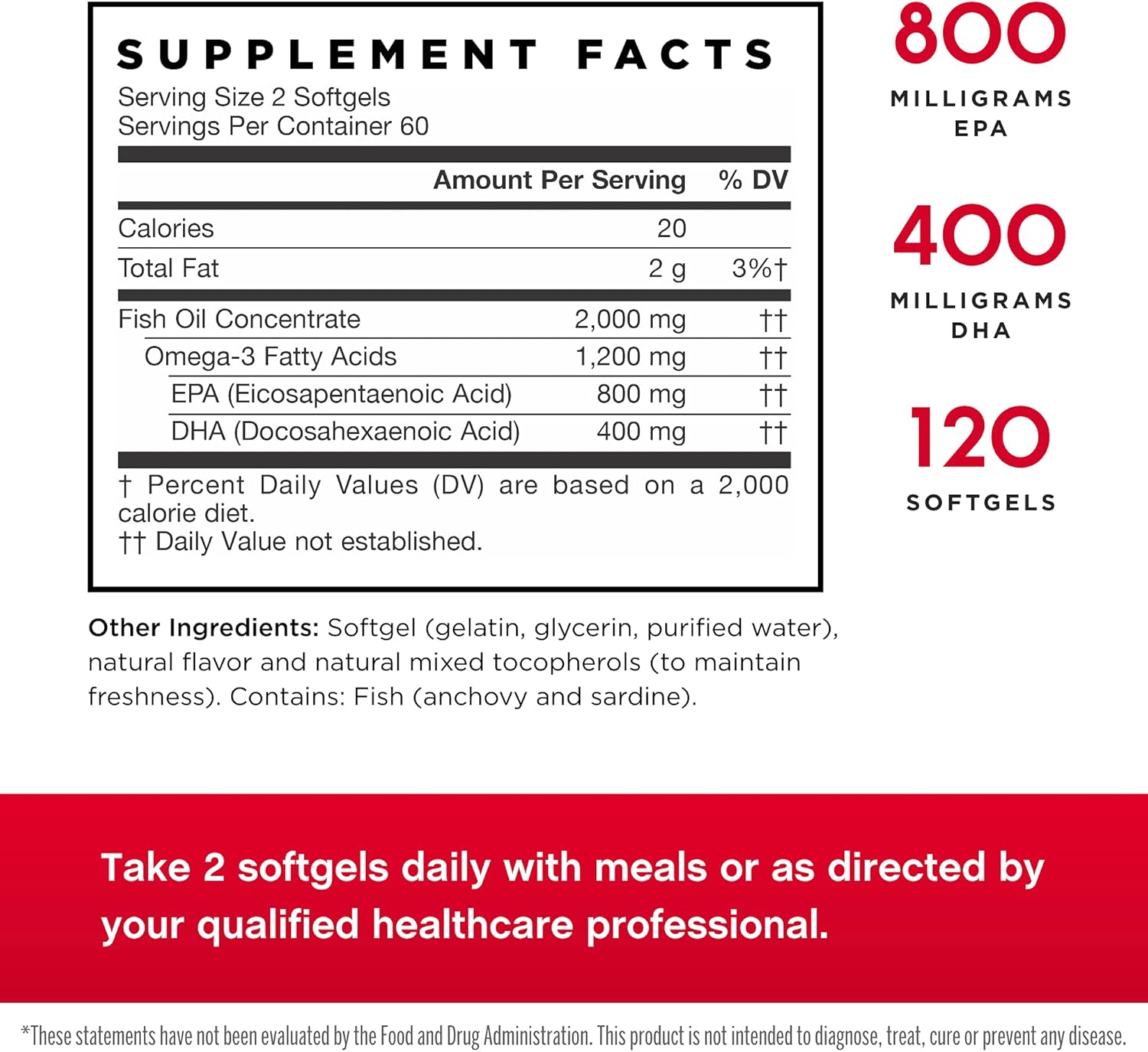 Jarrow Formulas® EPA-DHA Balance® Softgels - 1,200 mg Omega-3 Fatty Acids for Heart Health - 120 Softgels, 60 Day Supply