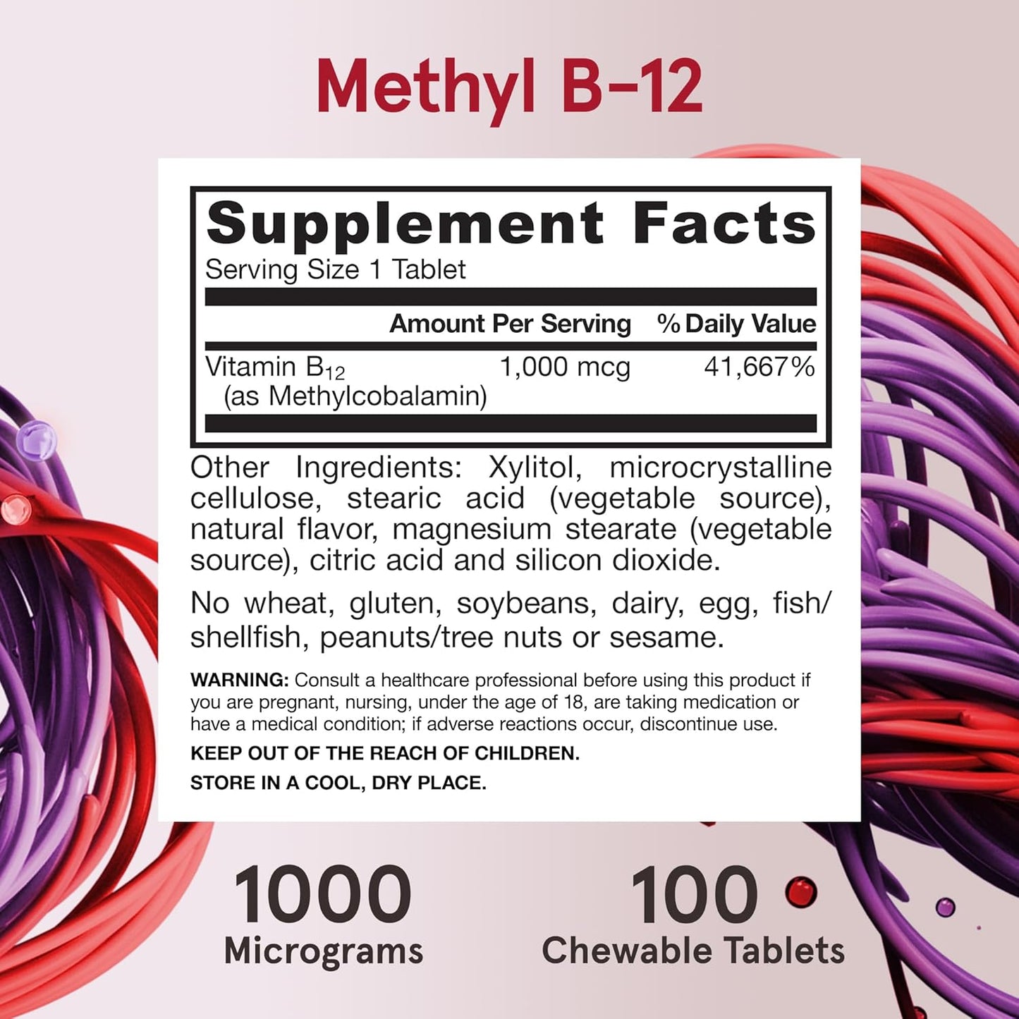 Jarrow Formulas Extra Strength Methyl B-12 Chewable Tablets for Cellular Energy - 100 Day Supply