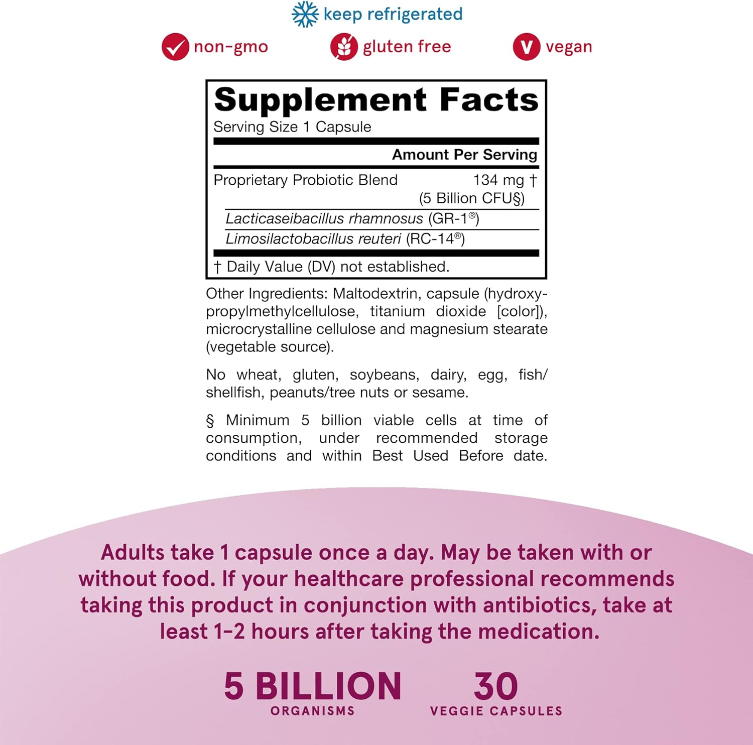 Jarrow Formulas Fem-Dophilus Probiotic for Women - 5 Billion CFU - Supports Urinary Tract and Vaginal Health - 30 Veggie Capsules