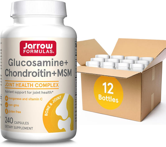 Jarrow Formulas Glucosamine Chondroitin MSM Capsules with Vitamin C & Manganese - 240ct, 60 Day Supply (Pack of 12)