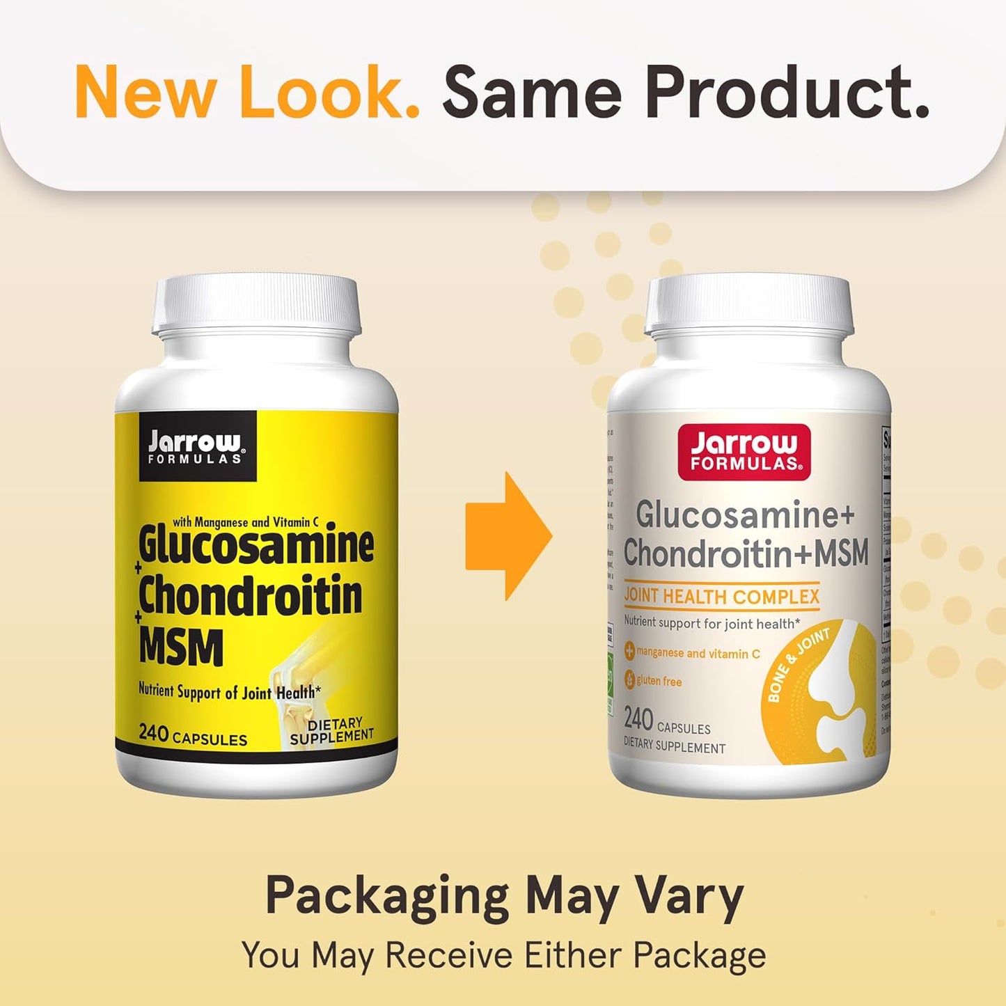 Jarrow Formulas Glucosamine Chondroitin MSM Capsules with Vitamin C & Manganese - 240ct, 60 Day Supply (Pack of 12)