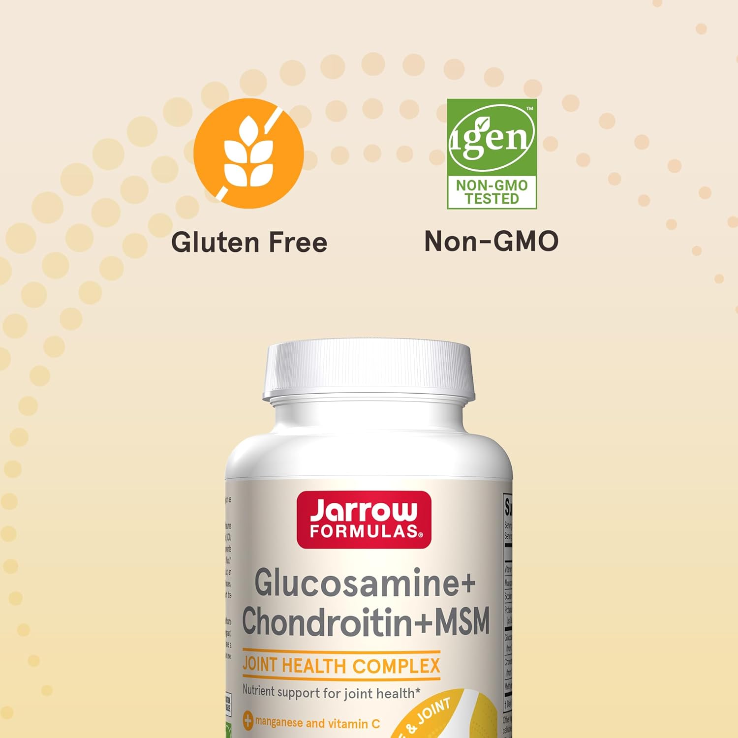Jarrow Formulas Glucosamine Chondroitin MSM Capsules with Vitamin C & Manganese - 240ct, 60 Day Supply (Pack of 12)