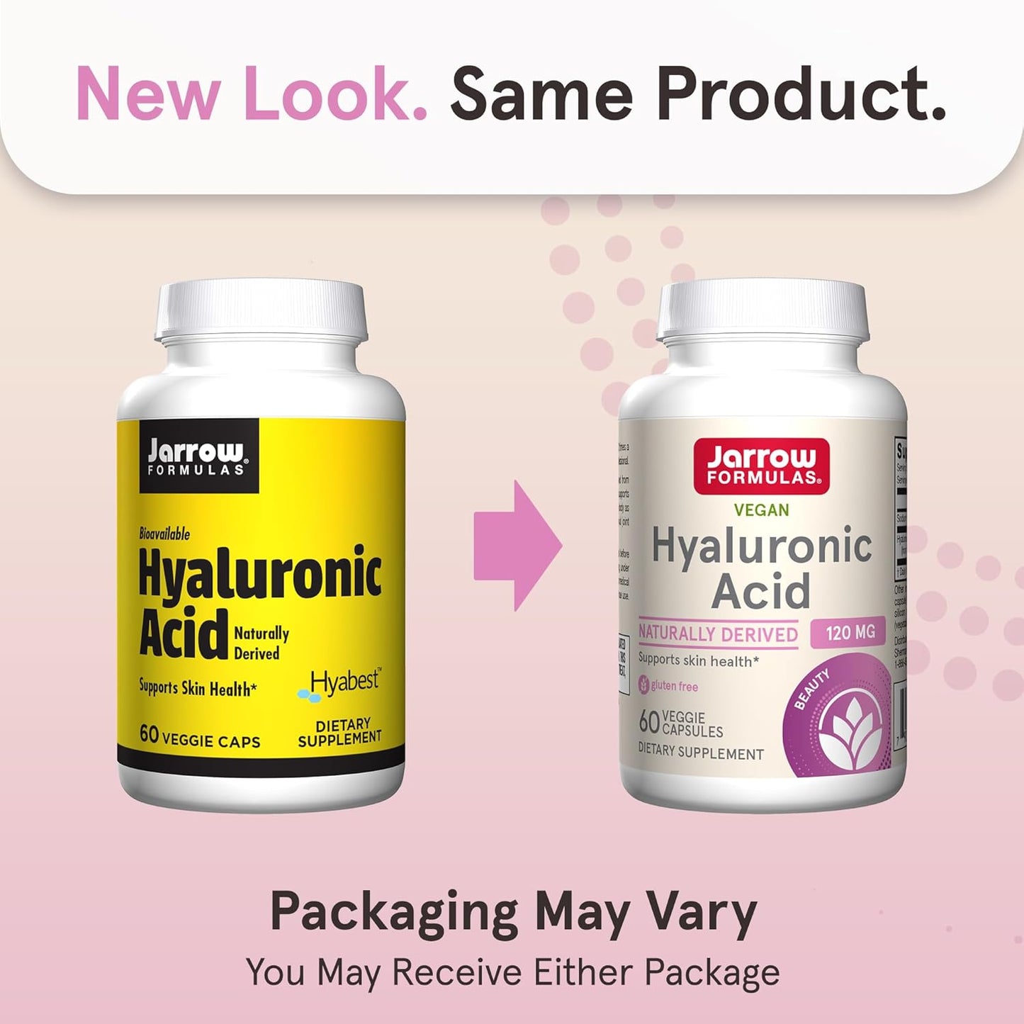 Jarrow Formulas Hyaluronic Acid 120mg Supplement for Skin Health - 60 Veggie Capsules
