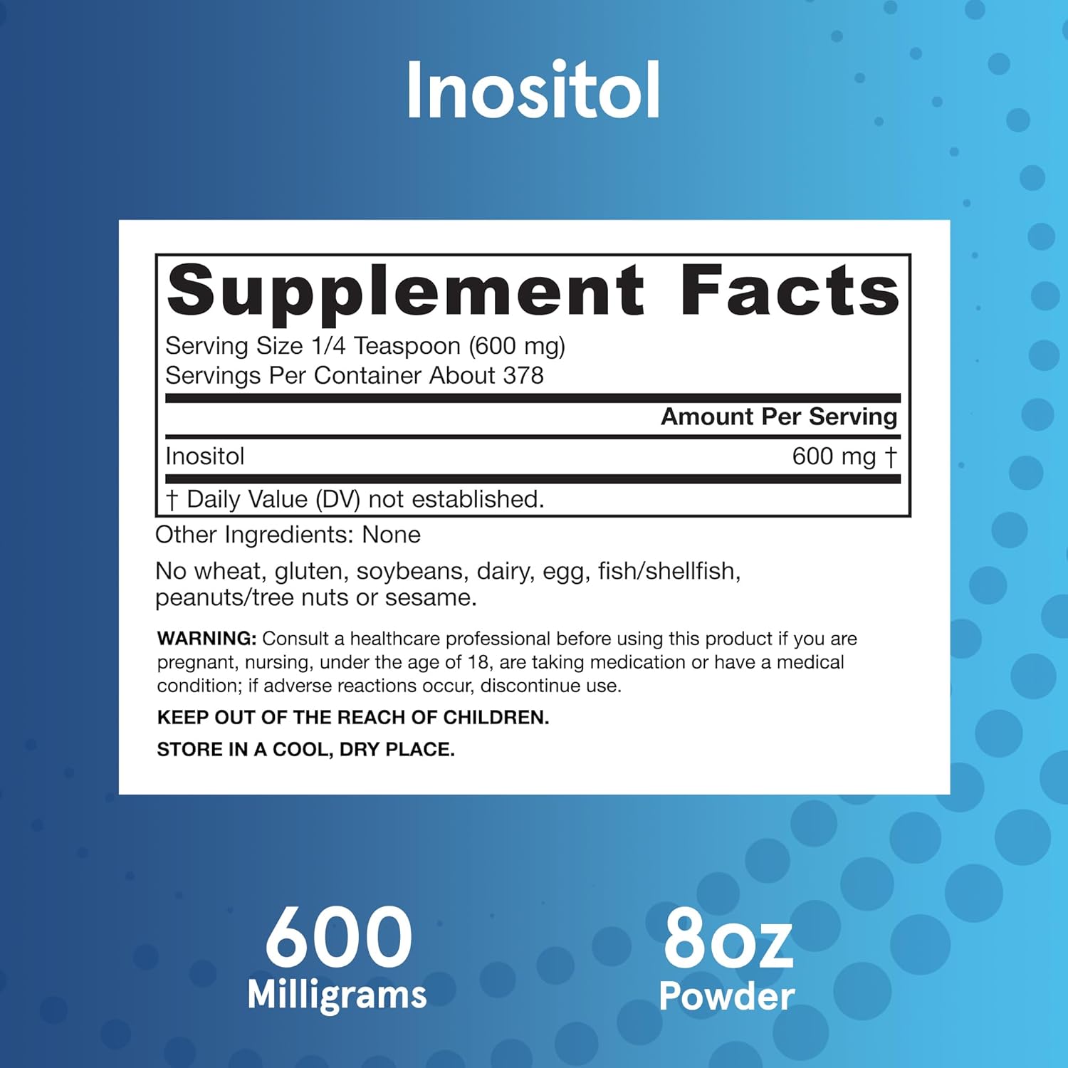 Jarrow Formulas Inositol 600 mg Powder - Cellular Health Support Supplement - 378 Day Supply