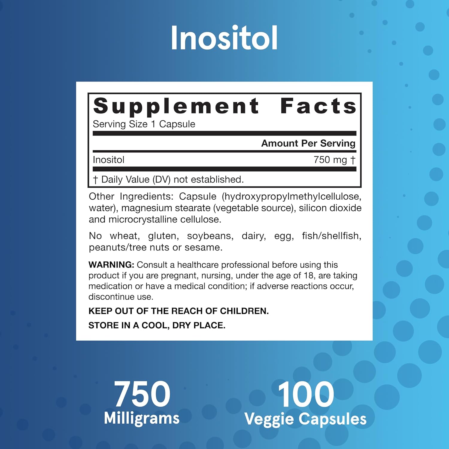Jarrow Formulas Inositol 750mg Supplement for Liver Support and Wellness - 1200 Veggie Capsules, 100 Day Supply