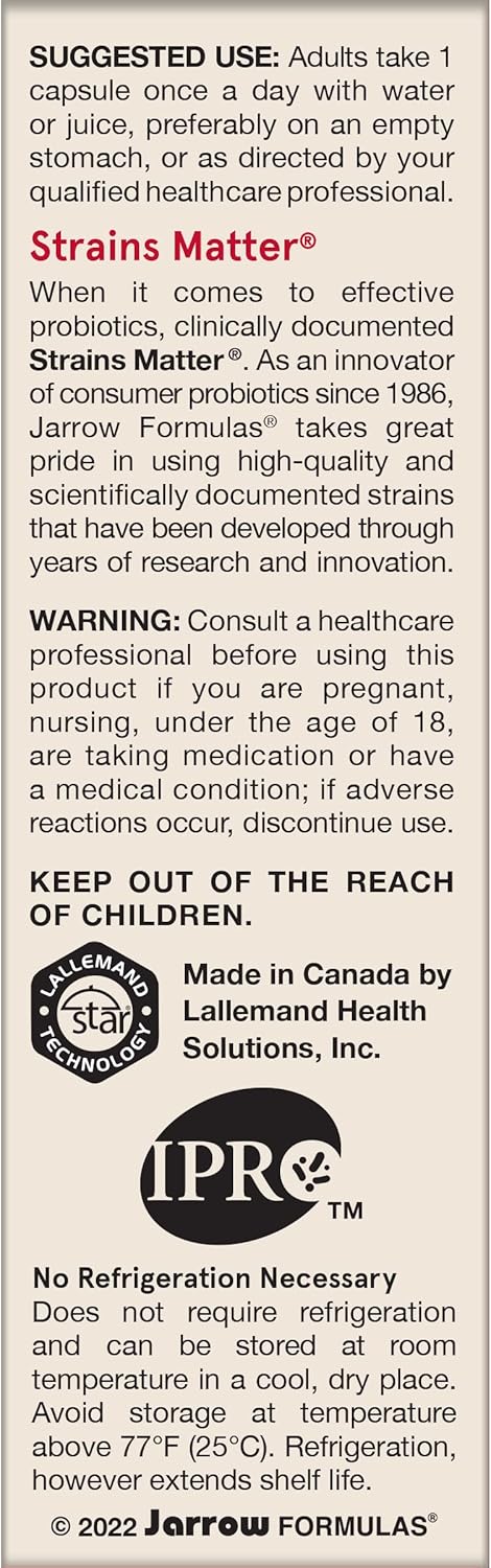 Jarrow Formulas Jarro-Dophilus EPS Probiotics 50 Billion CFU, 8 Strains, Gut Health Support, 30 Capsules x12