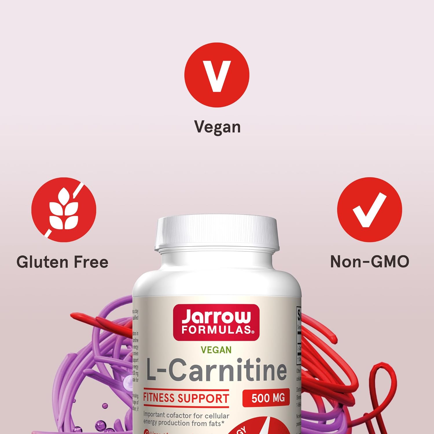 Jarrow Formulas L-Carnitine 500 mg - 100 Veggie Licaps - Energy Production Supplement - Vegan - Pack of 12