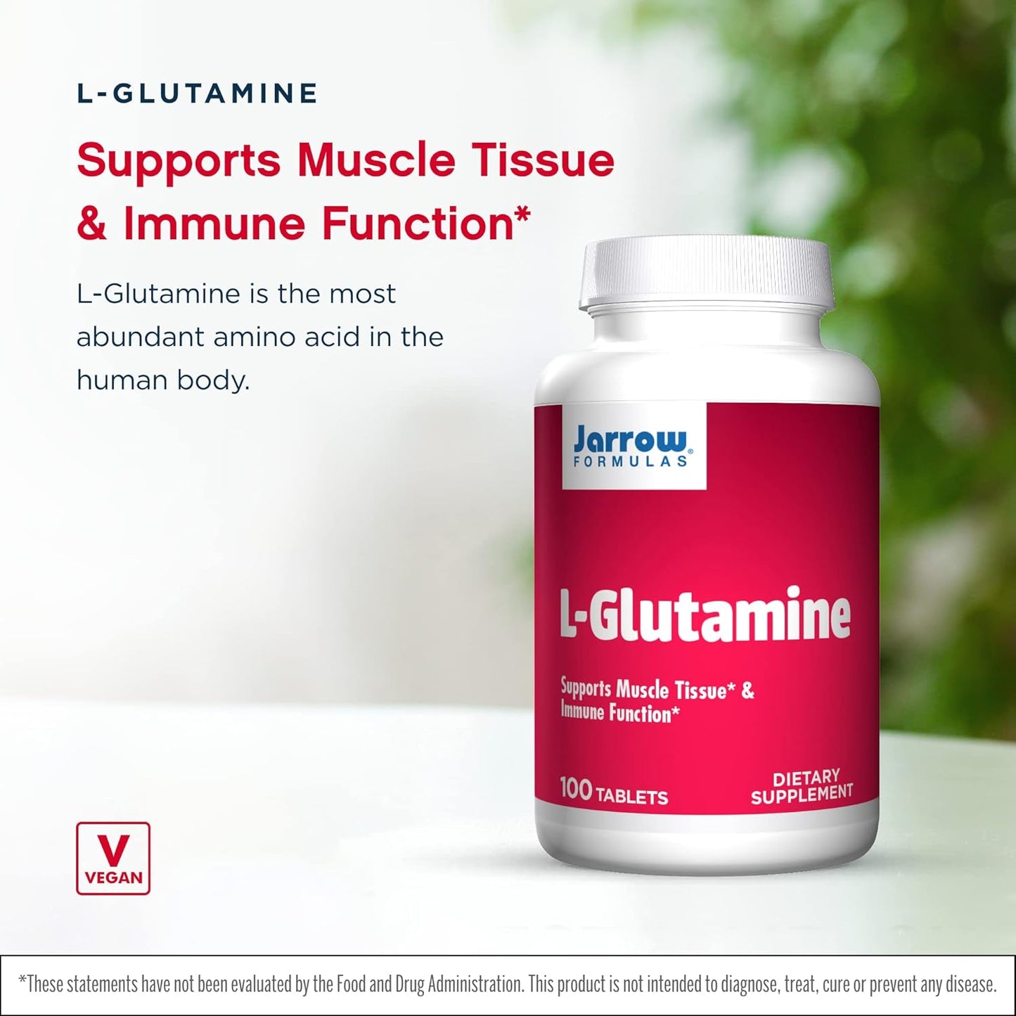 Jarrow Formulas L-Glutamine 1000 mg Tablets - Pack of 2, 200 Total Servings - Supports Muscle & Immune Function
