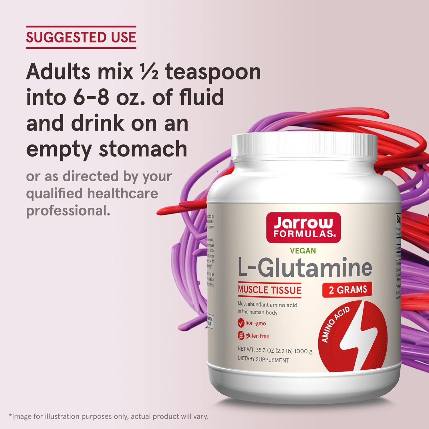 Jarrow Formulas L-Glutamine Powder - 1000g (2.2 lb) - Muscle Tissue Support - Immune Boost - 500 Day Supply