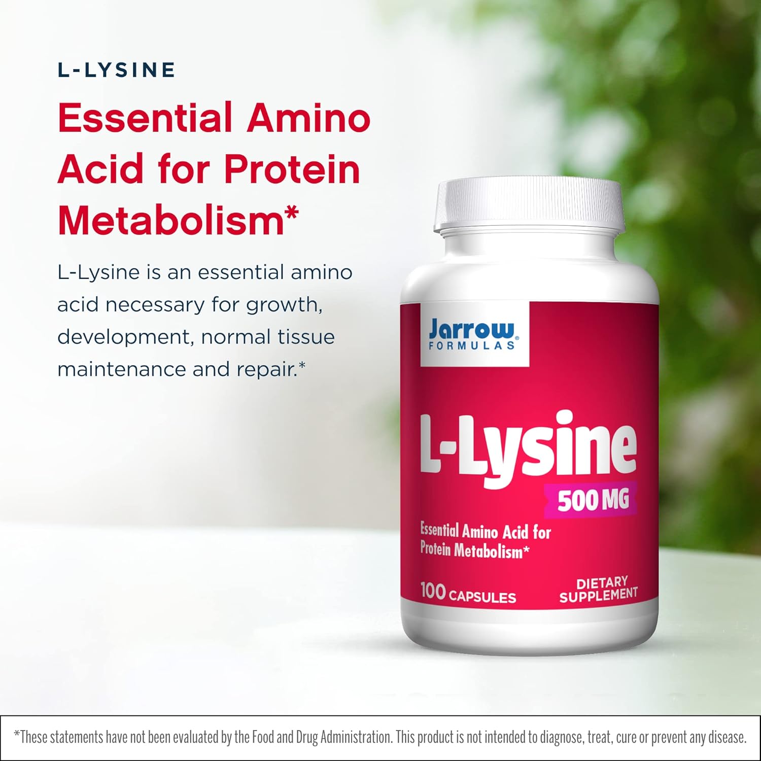 Jarrow Formulas L-Lysine 500 mg - 200 Capsules, 2-Pack - Essential Amino Acid for Protein Metabolism, Up to 200 Servings