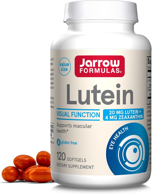 Jarrow Formulas Lutein 20 mg with Zeaxanthin Softgels - 120 Day Supply for Visual Function and Macular Health