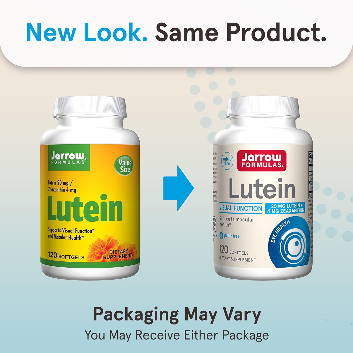 Jarrow Formulas Lutein 20 mg with Zeaxanthin Softgels - 120 Day Supply for Visual Function and Macular Health