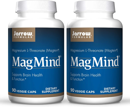 Jarrow Formulas MagMind - 180 Capsules, 2-Pack - Magnesium L-Threonate for Brain Health - 60 Servings
