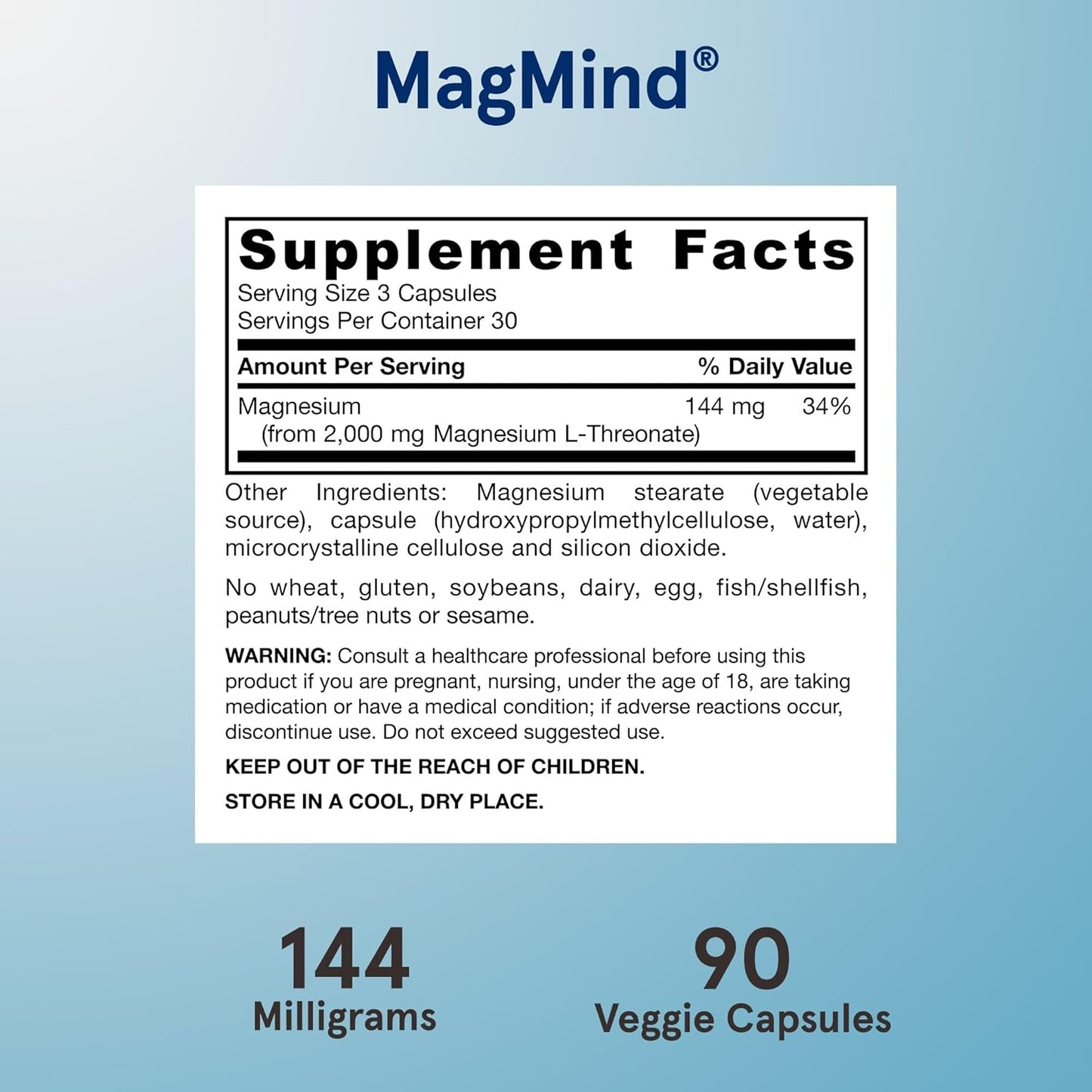 Jarrow Formulas MagMind Brain Supplement, Memory Support, 90 Veg Caps, 12 Pack, 30 Day Supply