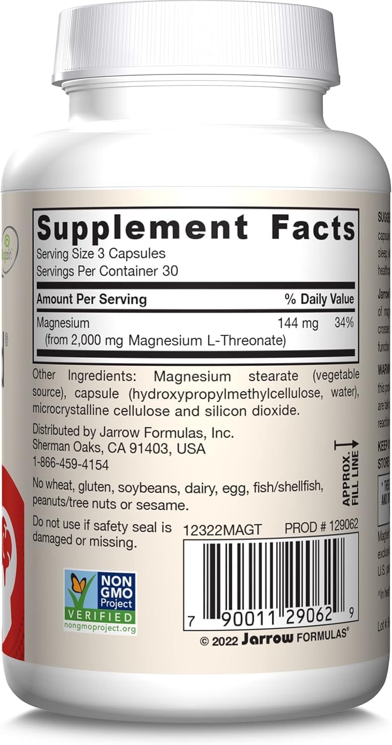 Jarrow Formulas Magmind Magnesium L-Threonate Supplement, 90 Capsules