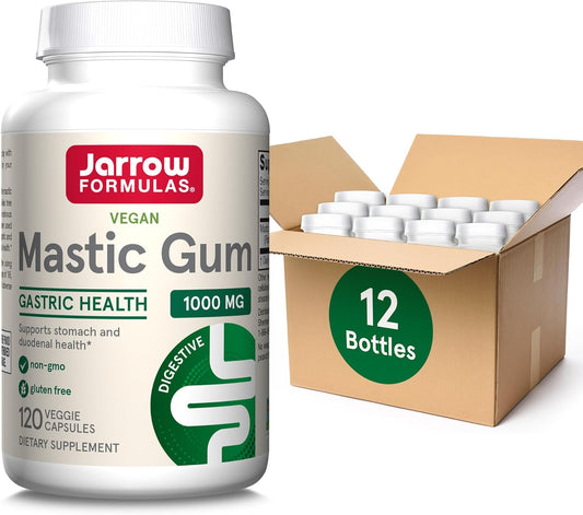 Jarrow Formulas Mastic Gum 1000mg Capsules - Gastrointestinal Health Support - 120 Veggie Caps, 60 Day Supply (Pack of 12)