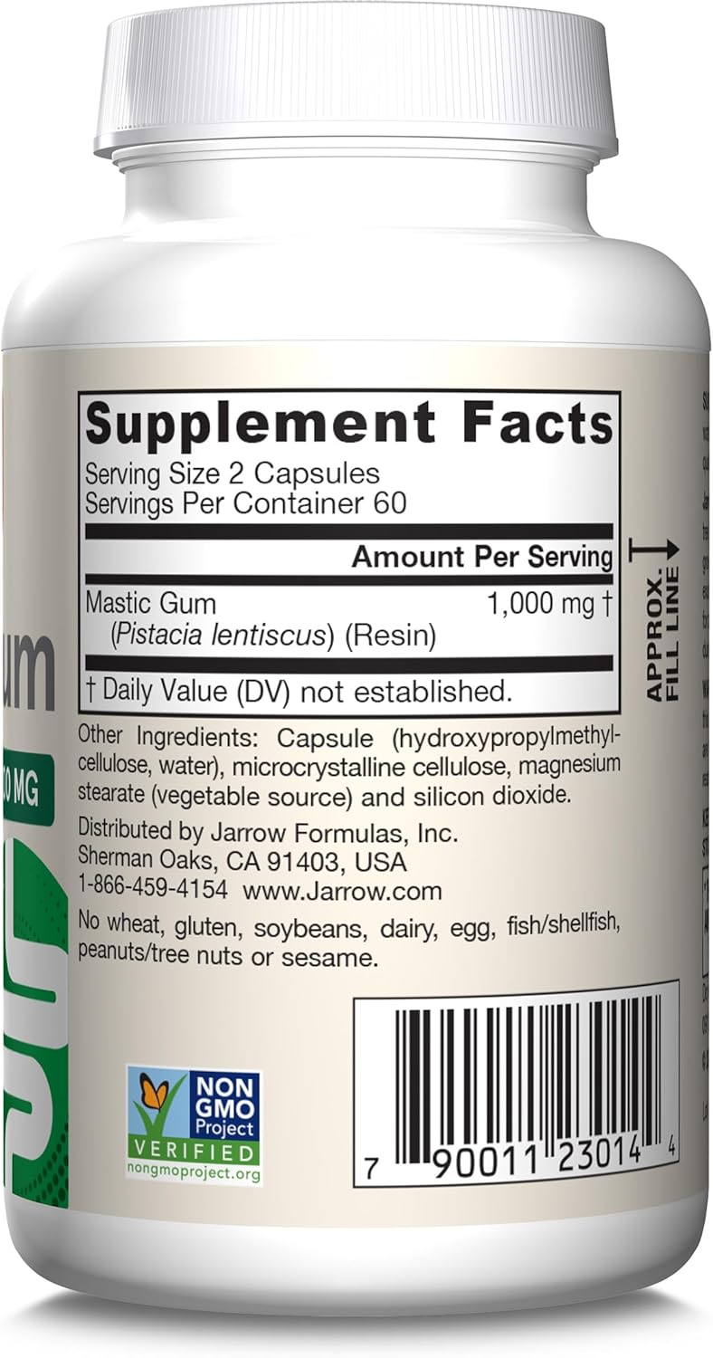 Jarrow Formulas Mastic Gum 1000mg Capsules - Gastrointestinal Health Support - 120 Veggie Caps, 60 Day Supply (Pack of 12)