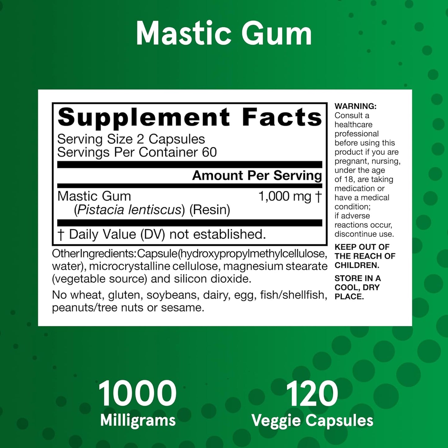 Jarrow Formulas Mastic Gum 1000mg Capsules - Gastrointestinal Health Support - 120 Veggie Caps, 60 Day Supply (Pack of 12)