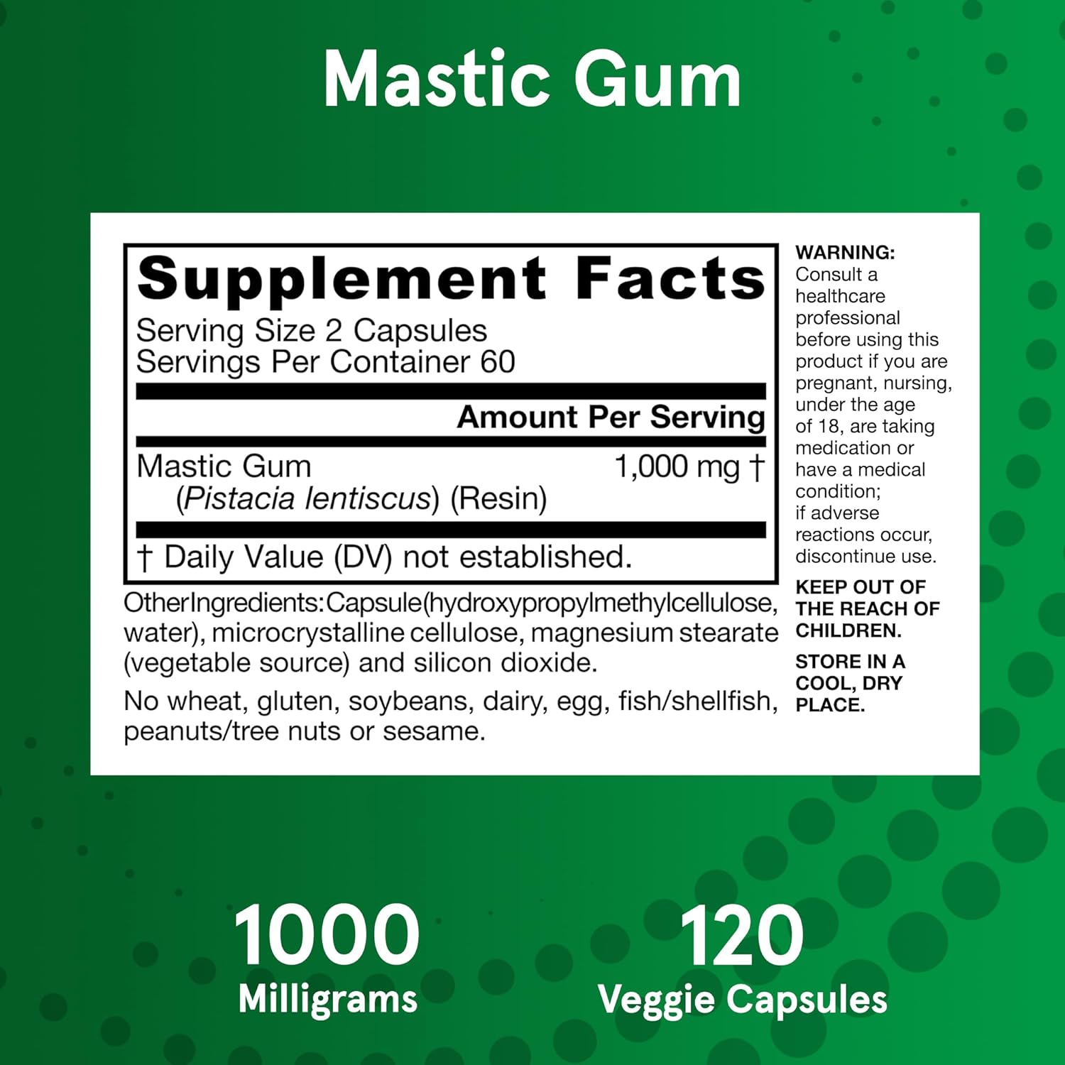 Jarrow Formulas Mastic Gum 1000mg Capsules - Gastrointestinal Health Support - 120 Veggie Caps, 60 Day Supply (Pack of 12)