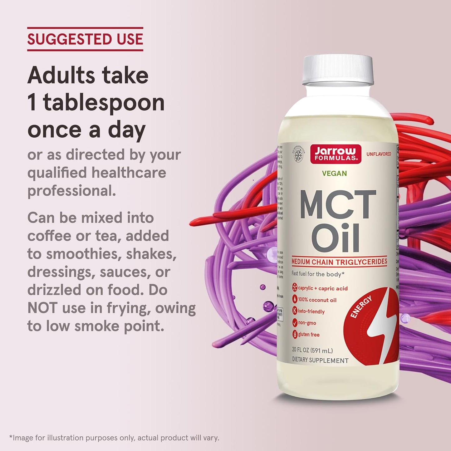 Jarrow Formulas MCT Oil - Ketogenic Diet Support for Quick Energy - 20 fl oz Liquid Oil - 39 Day Supply