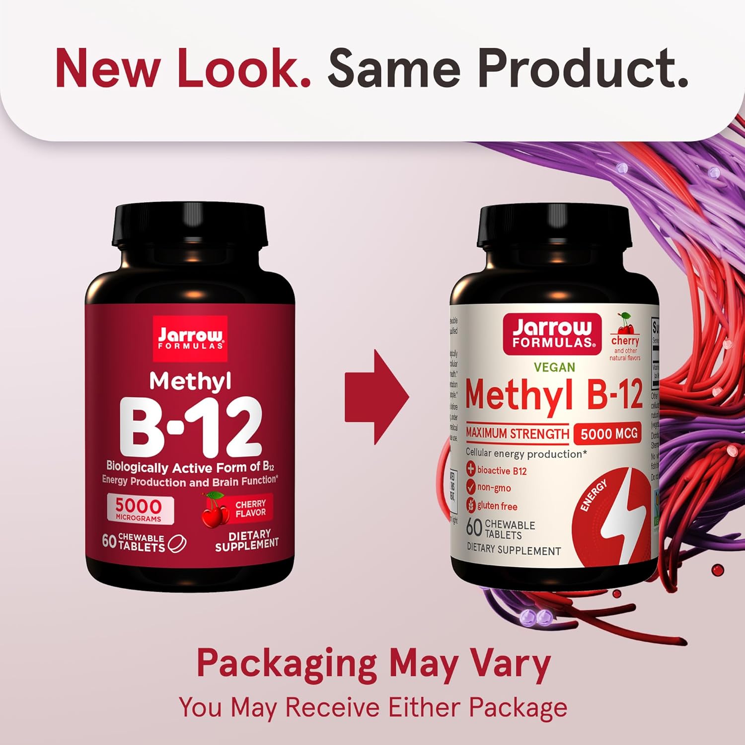 Jarrow Formulas Methyl B-12 5000 mcg Chewable Tablets for Energy and Brain Health, 60 Day Supply