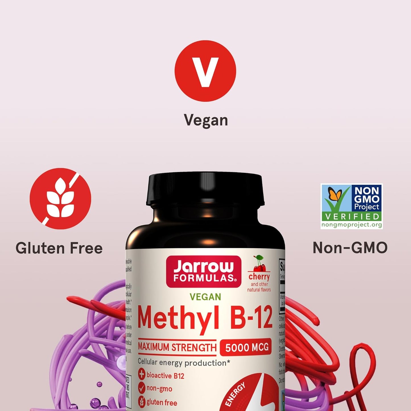 Jarrow Formulas Methyl B-12 5000 mcg Chewable Tablets for Energy and Brain Health, 60 Day Supply