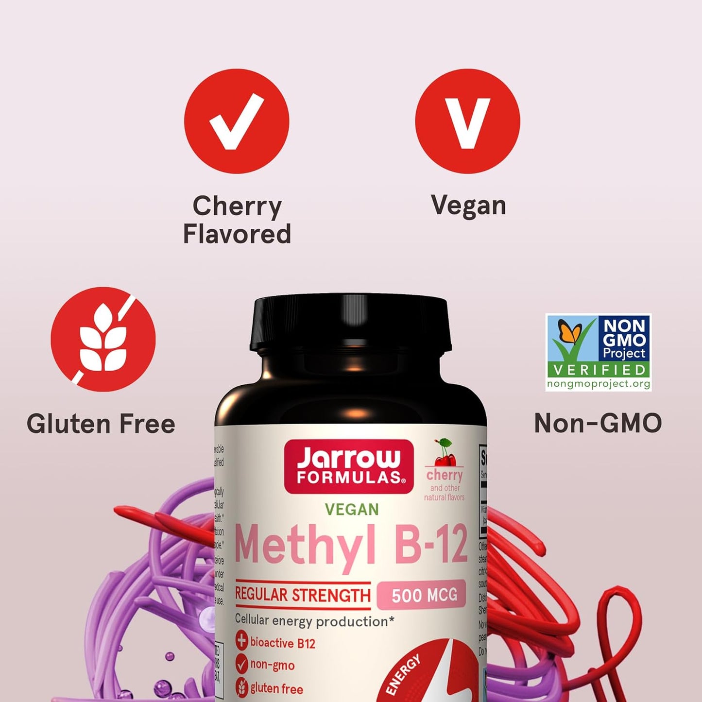 Jarrow Formulas Methyl B-12 500mcg Chewable Tablets for Energy & Brain Health - 1200 Tablets, 100 Day Supply
