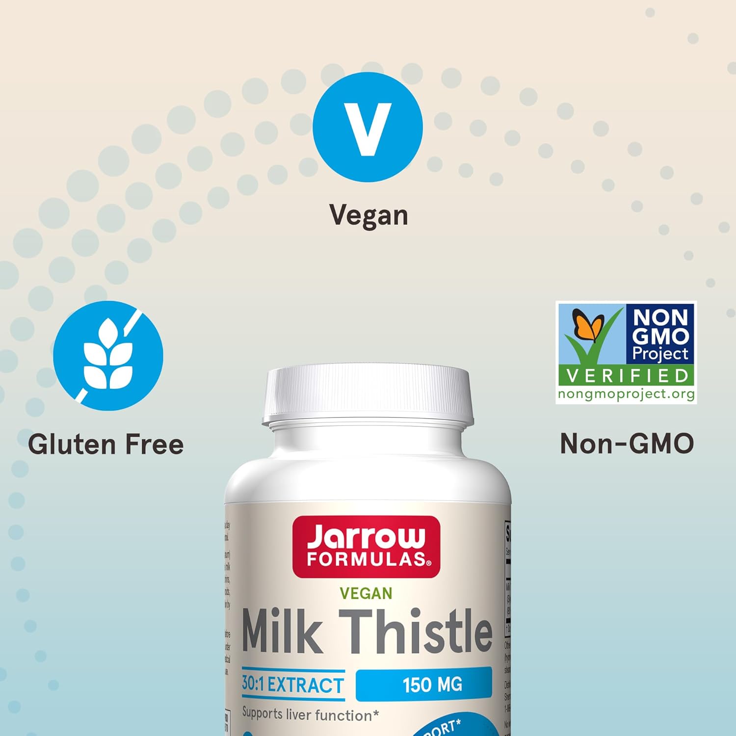 Jarrow Formulas Milk Thistle 150mg Extract Capsules for Liver Support, 200 Veggie Caps, 30:1 Silymarin, 66-200 Day Supply