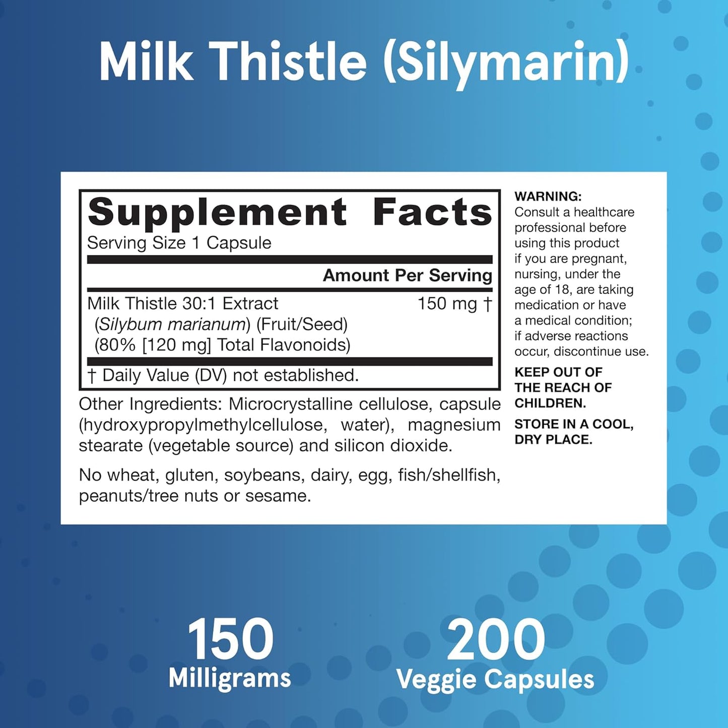 Jarrow Formulas Milk Thistle 150mg Extract Capsules for Liver Support, 200 Veggie Caps, 30:1 Silymarin, 66-200 Day Supply