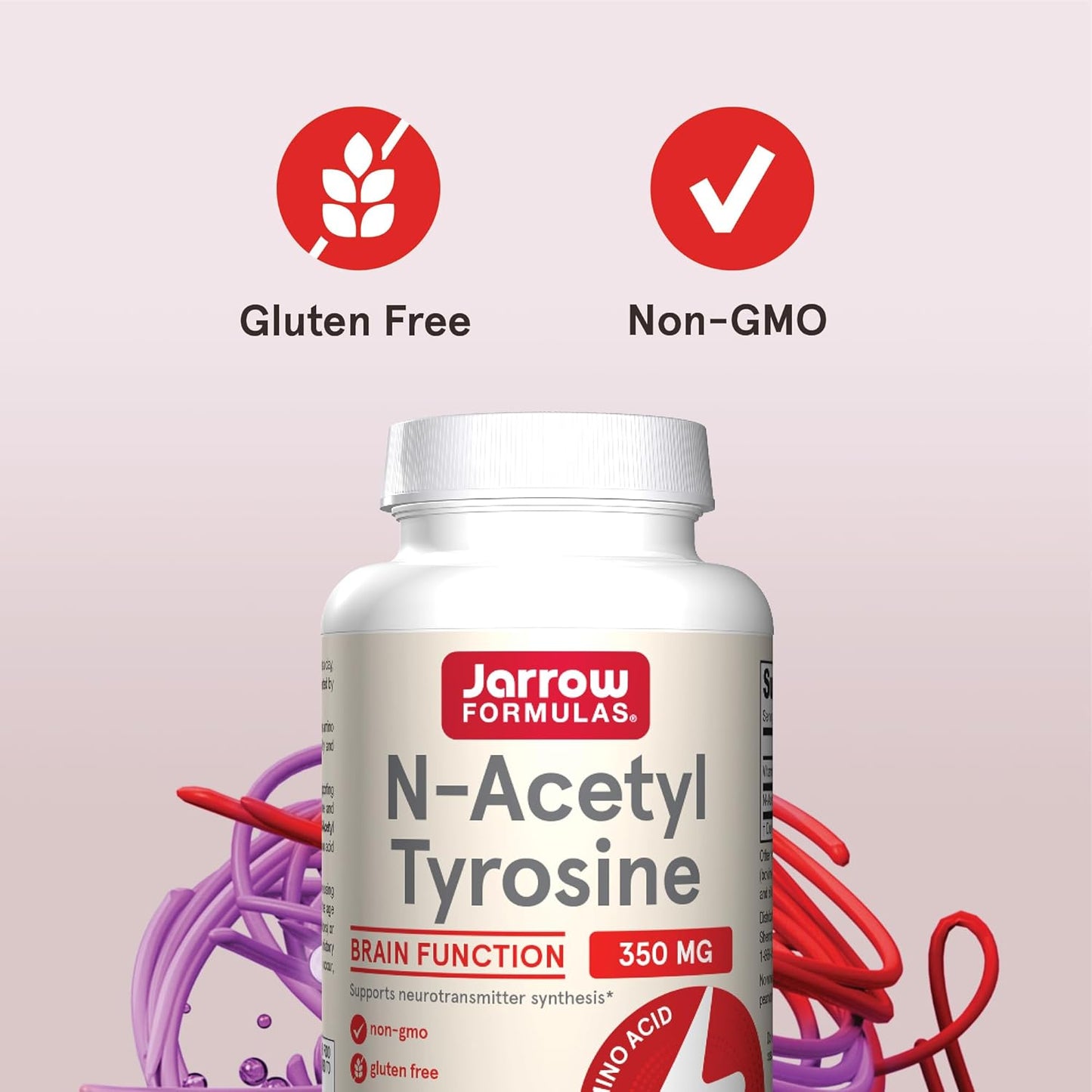 Jarrow Formulas N-Acetyl Tyrosine 350 mg Capsules with Vitamin B6 for Brain Support, 120 Day Supply