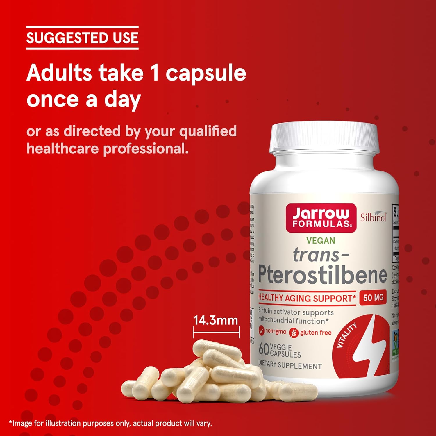 Jarrow Formulas Pterostilbene 50mg Capsules - Antioxidant Support for Healthy Aging - 60 Day Supply - Pack of 12