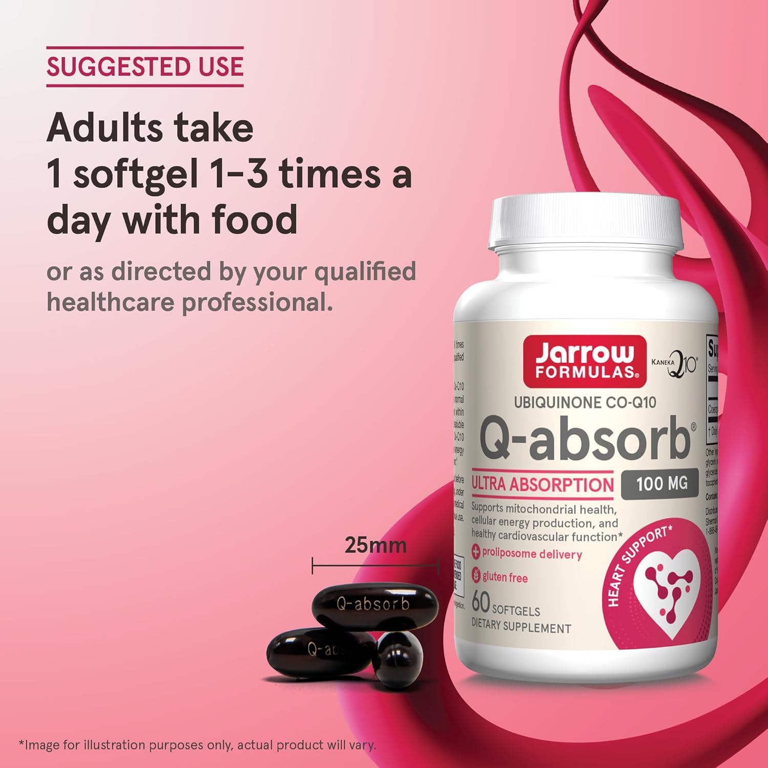 Jarrow Formulas Q-absorb CoQ10 100mg Softgels - Antioxidant Support for Cardiovascular Health - 60 Day Supply