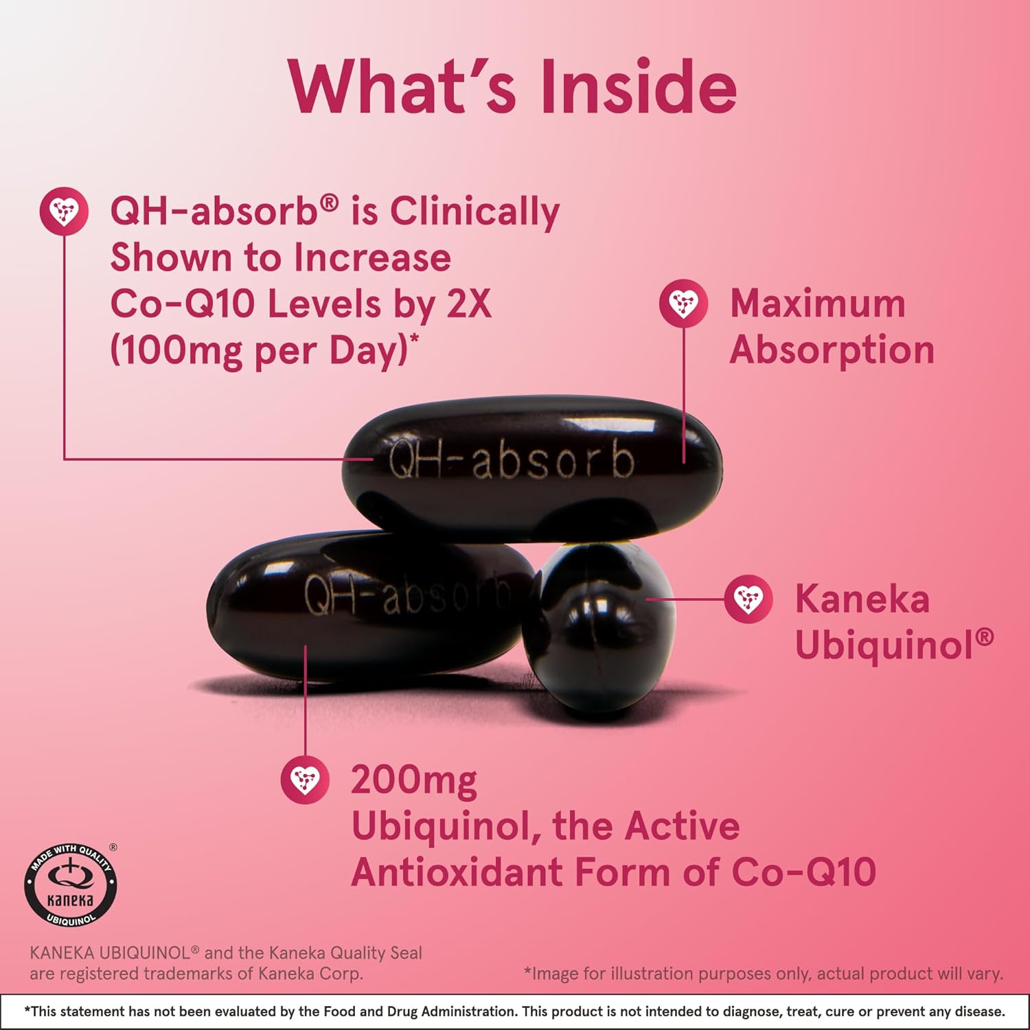 Jarrow Formulas QH-Absorb 200 mg Softgels - CoQ10 Antioxidant Supplement for Energy & Heart Health - 90 Count