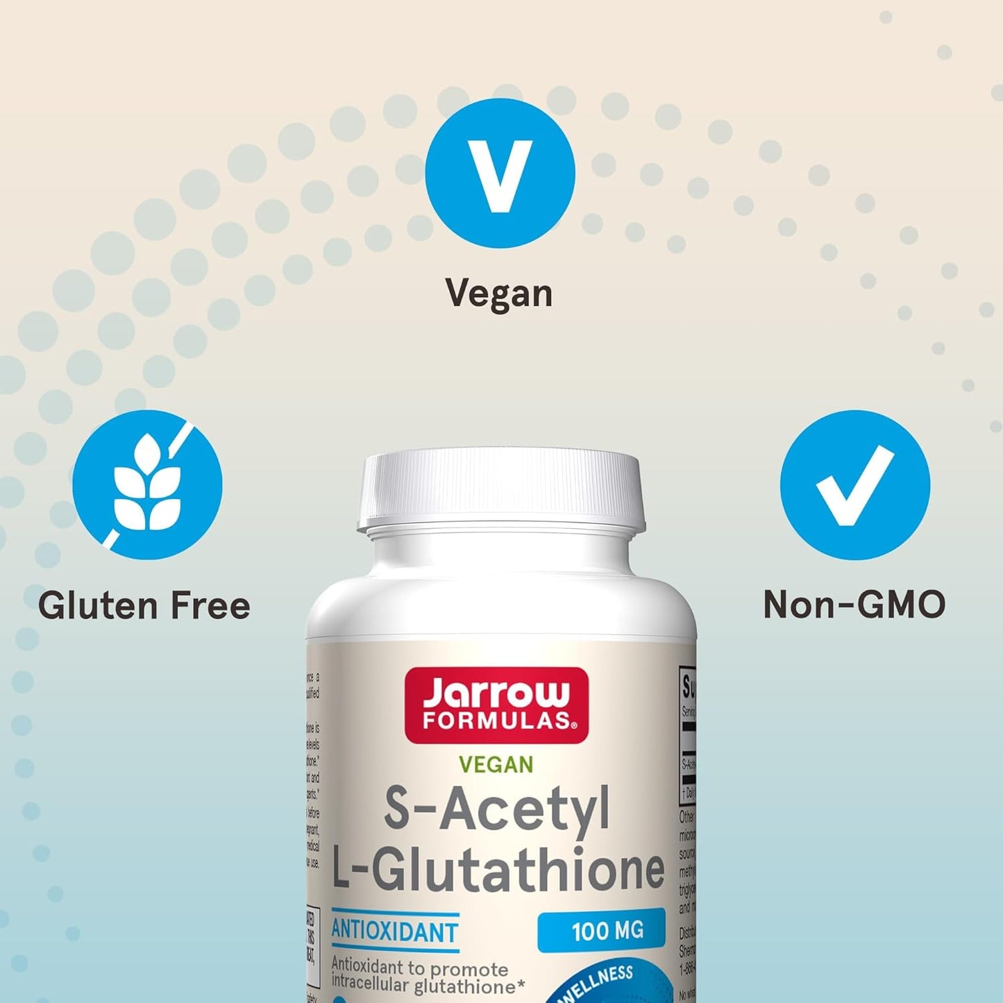 Jarrow Formulas S-Acetyl L-Glutathione Tablets - 100mg - 60 Count - Antioxidant Support & Detox - Non-GMO - Gluten Free