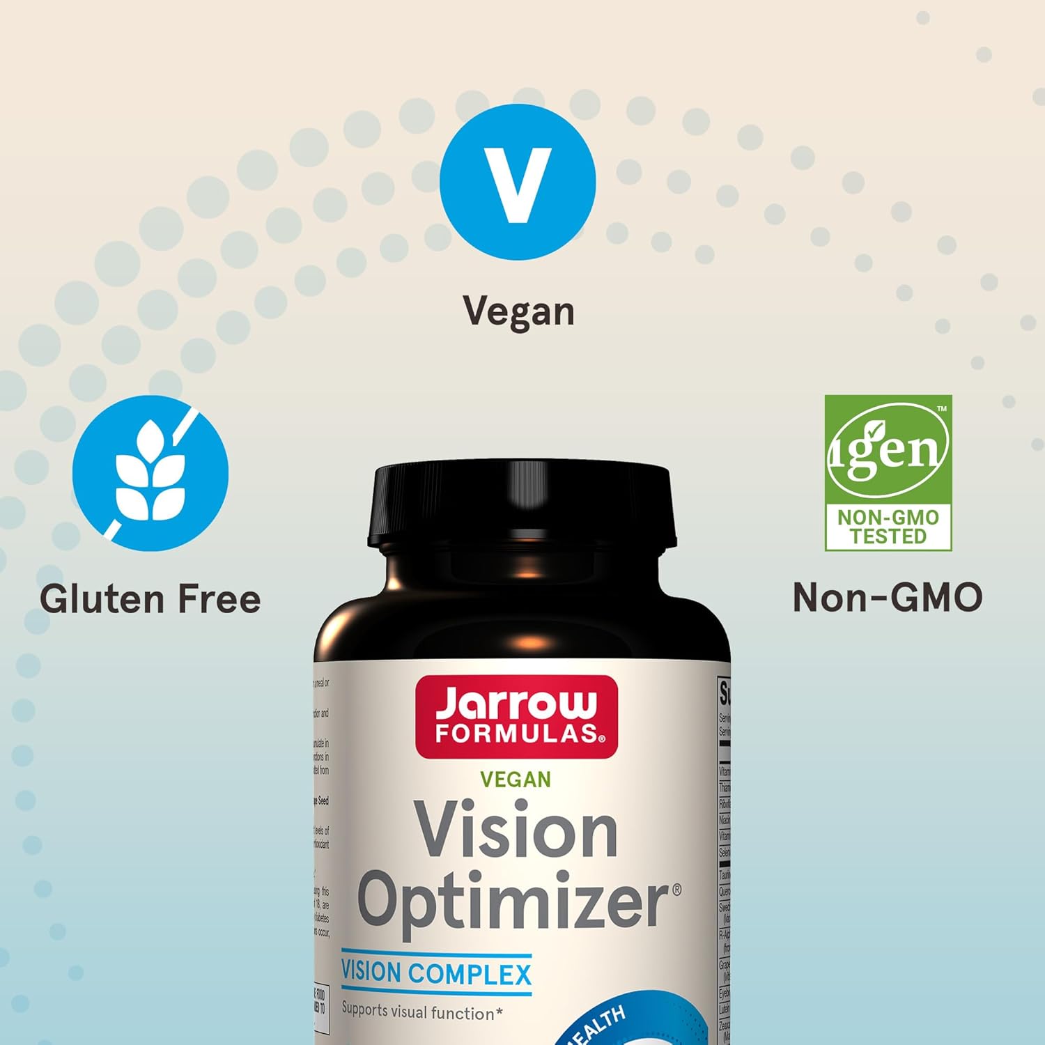 Jarrow Formulas Vision Optimizer Capsules - 180 Count Eye Supplement with Grape Seed Extract, Lutein, Zeaxanthin - Non-GMO Gluten Free Dietary Supplement