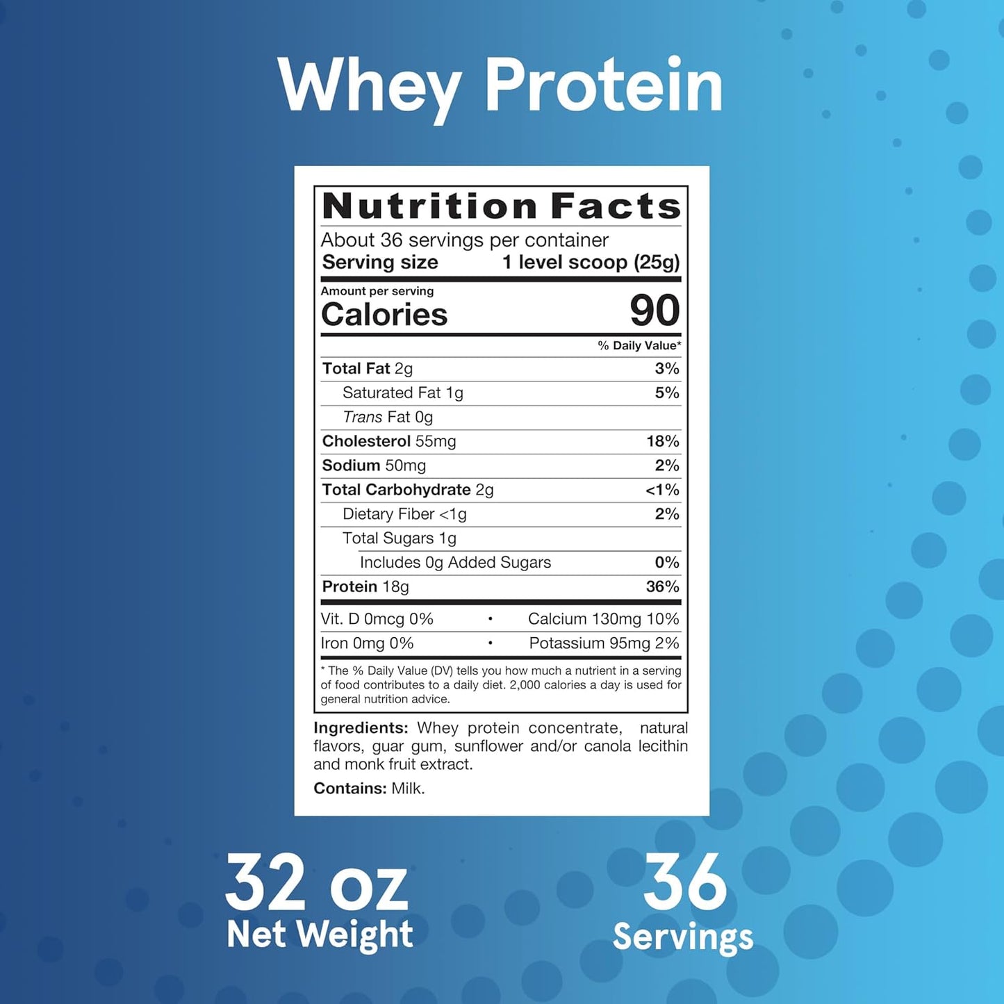 Jarrow Formulas Whey Protein Powder - 32 oz Vanilla Flavored Supplement with 18g Protein, 3.8g BCAAs, and Glutamine for Muscle Recovery Support