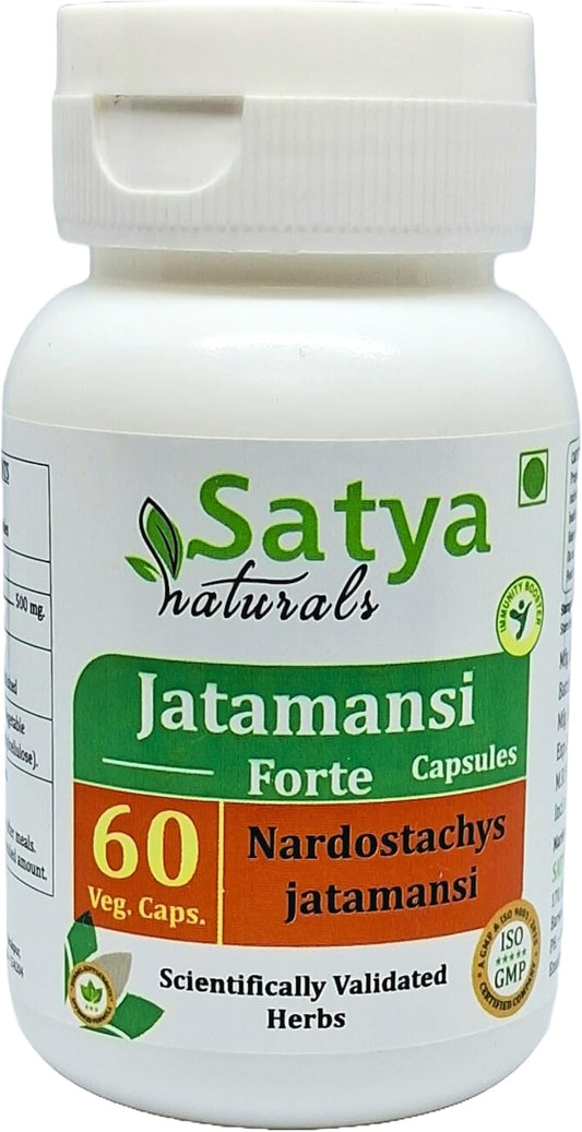Jatamansi Forte Capsules 500mg - Ayurvedic Herbal Supplement for Men and Women - 60 Veg Capsules | Satya Naturals