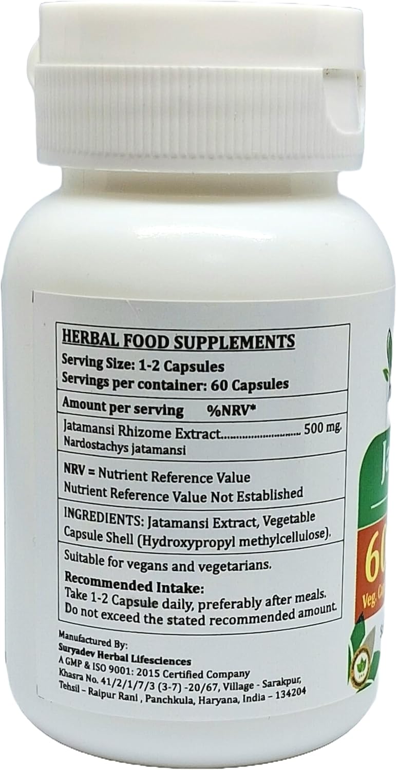 Jatamansi Forte Capsules 500mg - Ayurvedic Herbal Supplement for Men and Women - 60 Veg Capsules | Satya Naturals