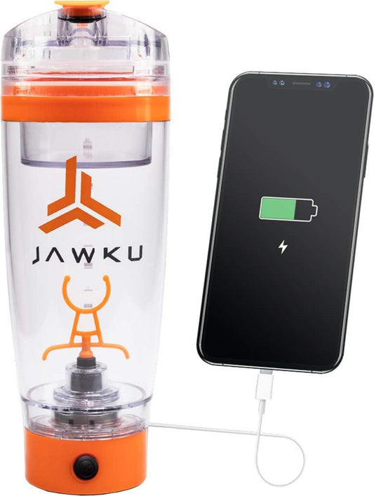 JAWKU Power Shaker Bottle with 11,000 RPM Mixer, Built-In Charger, and Dry Storage Container - 600ml BPA Free