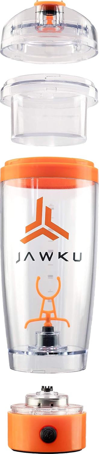JAWKU Power Shaker Bottle with 11,000 RPM Mixer, Built-In Charger, and Dry Storage Container - 600ml BPA Free