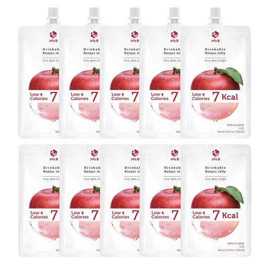 Jayone JELLY B Drinkable Konjac Jelly (10 Packs, 150ml) - Natural Weight Loss Supplement, Zero Sugar, Low Calorie, Only 6 kcal Each, Apple Flavor