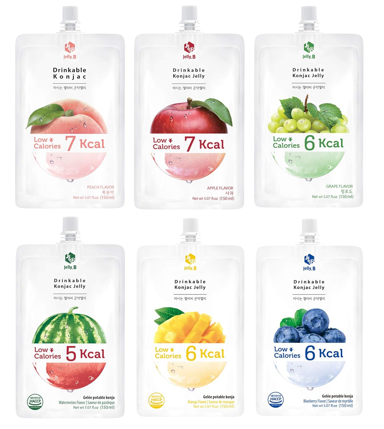 Jayone JELLY B Drinkable Konjac Jelly (10 Packs, 150ml) - Natural Weight Loss Supplement, Zero Sugar, Low Calorie, Only 6 kcal Each, Apple Flavor